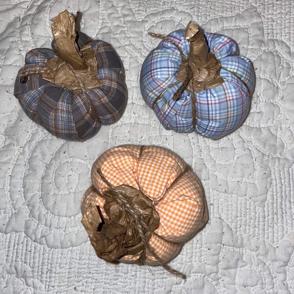 Handmade fabric pumpkins. Set of 3